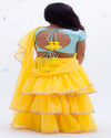 Pre-Order: Blue Embroidery Choli with Yellow Saree