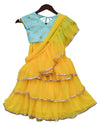 Pre-Order: Blue Embroidery Choli with Yellow Saree