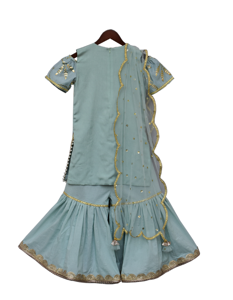 Pre-Order: Blue Embroidery Kurti with Sharara