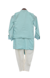 Pre-Order: Blue Embroidery Nehru Jacket Set