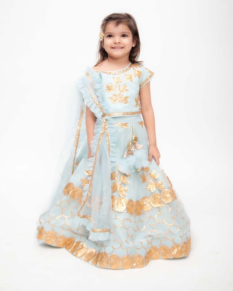 Pre-Order: Blue Gota Embroidery Lehenga Choli Set