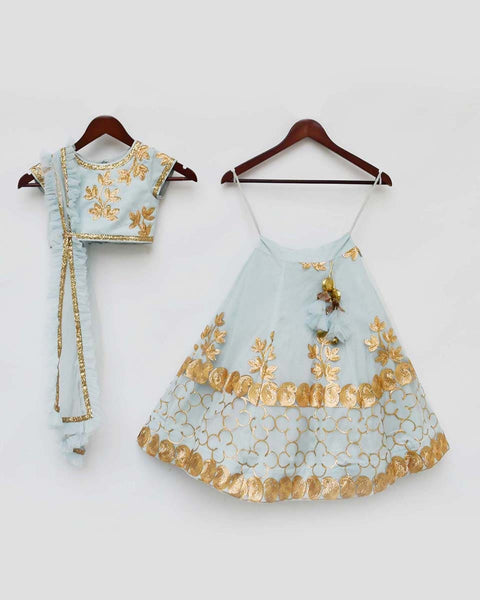 Pre-Order: Blue Gota Embroidery Lehenga Choli Set
