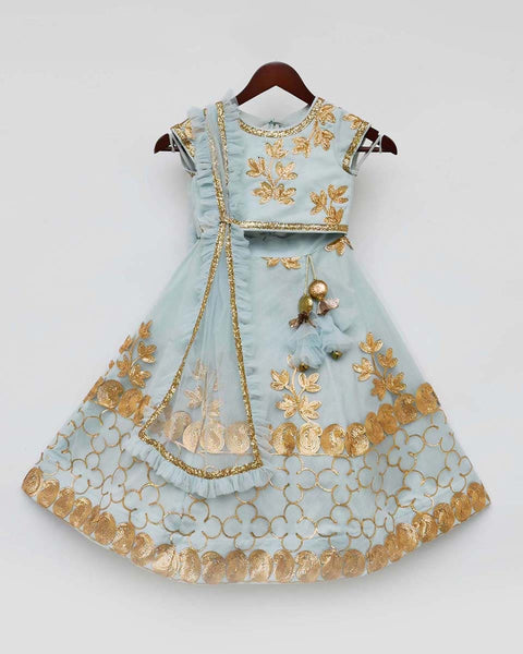 Pre-Order: Blue Gota Embroidery Lehenga Choli Set