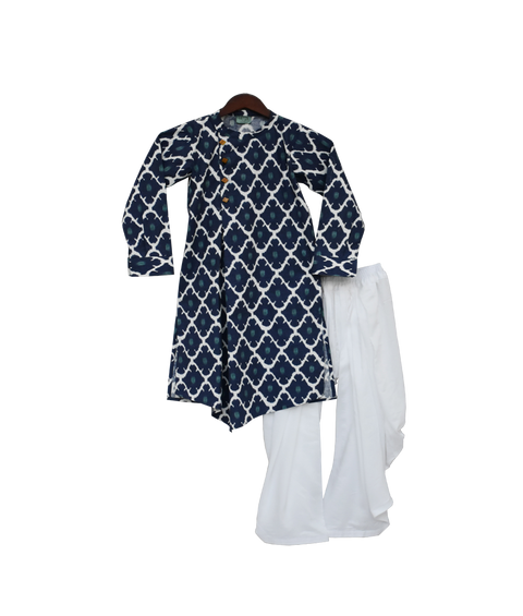 Pre Order: Blue Kurta with White Salwar