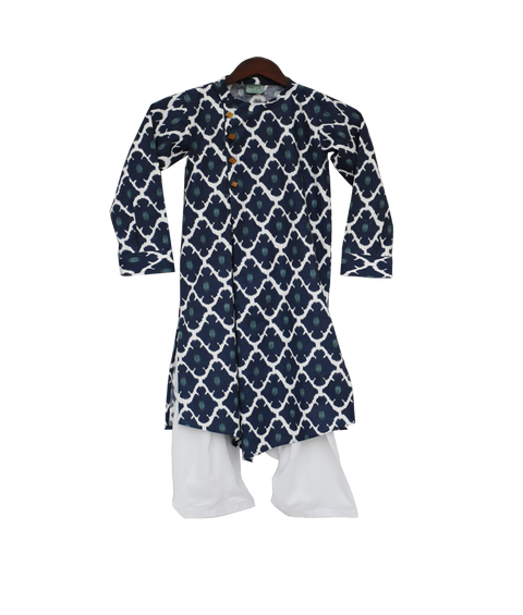 Pre Order: Blue Kurta with White Salwar