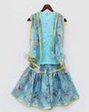 Pre-Order: Blue Kurti with Kotta Print Fabric Sharara and Dupatta