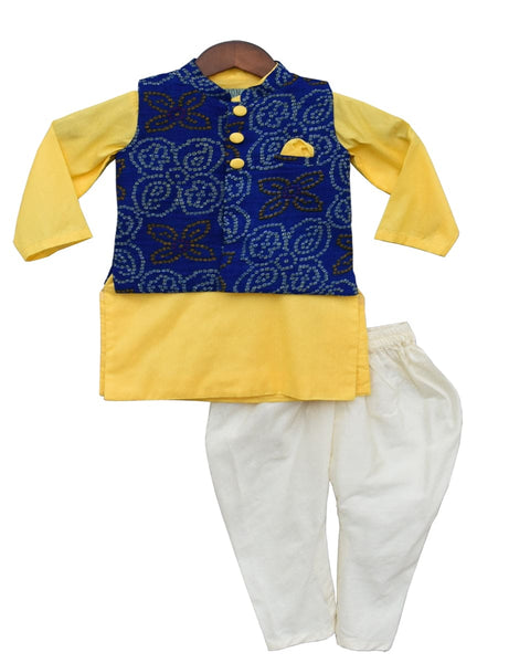 Pre-Order: Blue Leheriya Nehru Jacket Set