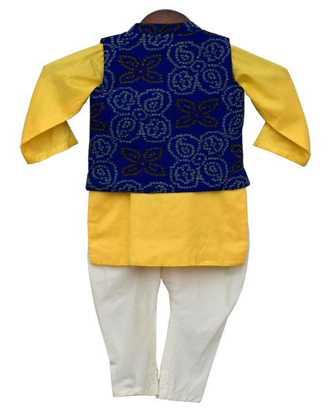 Pre-Order: Blue Leheriya Nehru Jacket Set