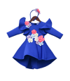 Pre-Order: Blue Lycra Dress with Multi Colour Flowers