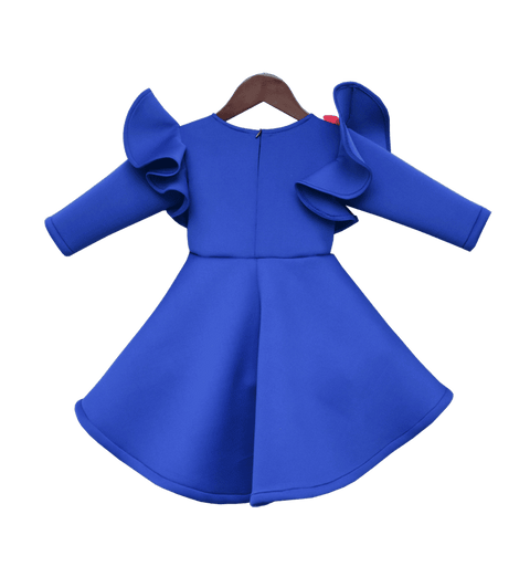 Pre-Order: Blue Lycra Dress with Multi Colour Flowers