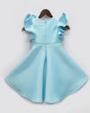 Pre-Order: Blue Neoprene Dress with Golden Bow
