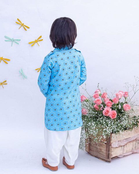 Pre-Order: Blue Printed Kurta and Salwar
