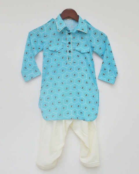 Pre-Order: Blue Printed Kurta and Salwar