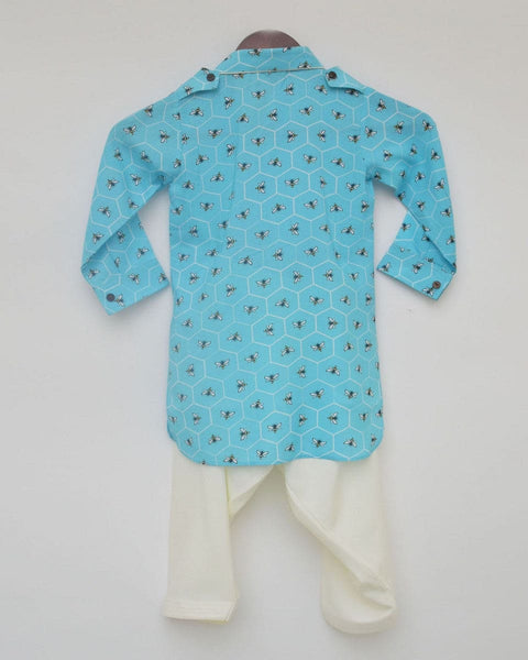 Pre-Order: Blue Printed Kurta and Salwar