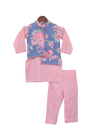 Pre-Order: Blue Printed Nehru Jacket Set