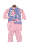 Pre-Order: Blue Printed Nehru Jacket Set