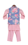 Pre-Order: Blue Printed Nehru Jacket Set
