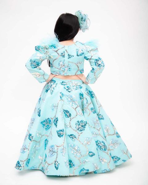 Pre-Order: Blue Sequins Embroidery Lehenga Choli