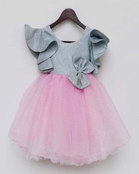 Pre-Order: Blue Shimmer and Pink Glitter Net Frock