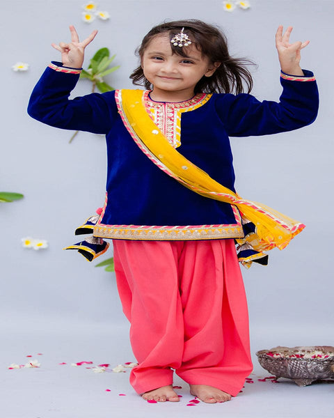 Pre-Order: Blue Velvet Kurti with Salwar