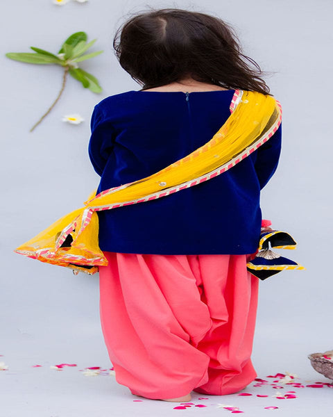 Pre-Order: Blue Velvet Kurti with Salwar