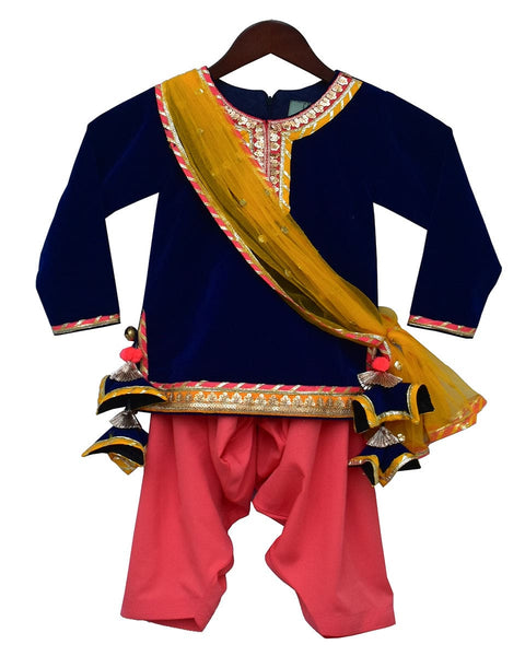 Pre-Order: Blue Velvet Kurti with Salwar