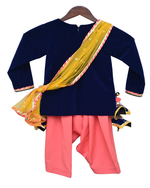 Pre-Order: Blue Velvet Kurti with Salwar