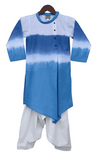 Pre-Order: Blue & White Kurta with Crepe Salwar