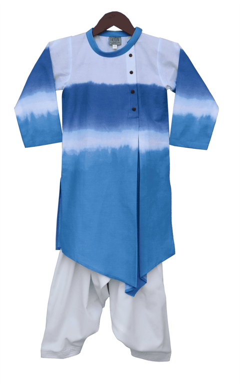 Pre-Order: Blue & White Kurta with Crepe Salwar