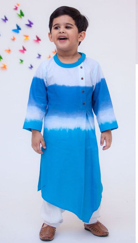 Pre-Order: Blue & White Kurta with Crepe Salwar