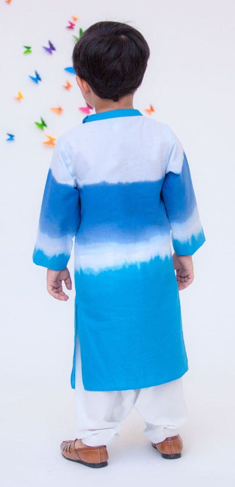 Pre-Order: Blue & White Kurta with Crepe Salwar