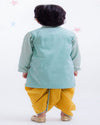 Pre-Order: Blue Zik Zak Gota Kurta & Yellow Dhoti