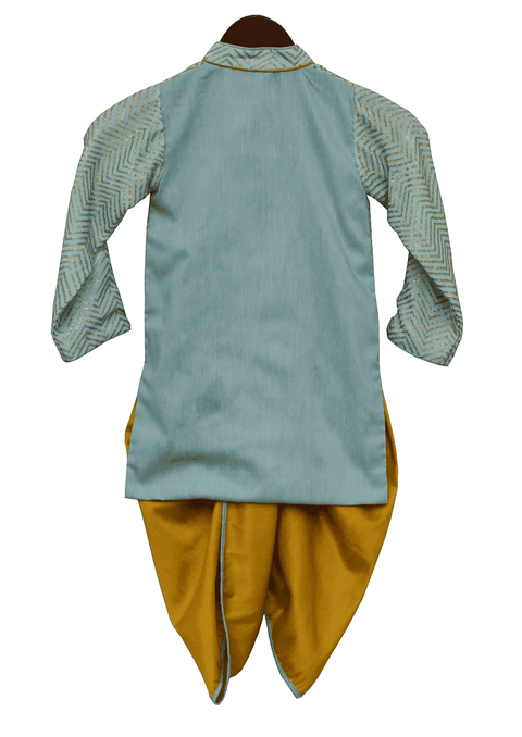 Pre-Order: Blue Zik Zak Gota Kurta & Yellow Dhoti