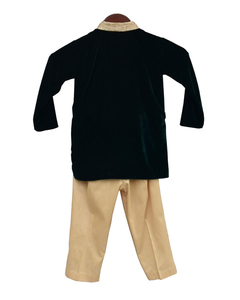 Pre-Order: Bottle Green Velvet Ajkan with Pant