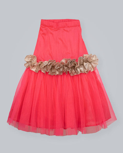 Pre-Order: Golden/Pink Ghagra Choli with frill