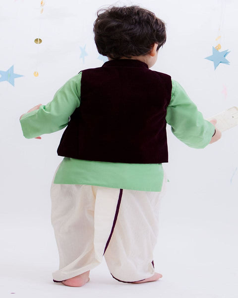 Pre-Order: Burgundy Velvet Nehru Jacket Set