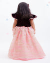 Pre-Order: Burgundy Velvet Top with Gota Lehenga