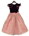 Pre-Order: Burgundy Velvet Top with Gota Lehenga