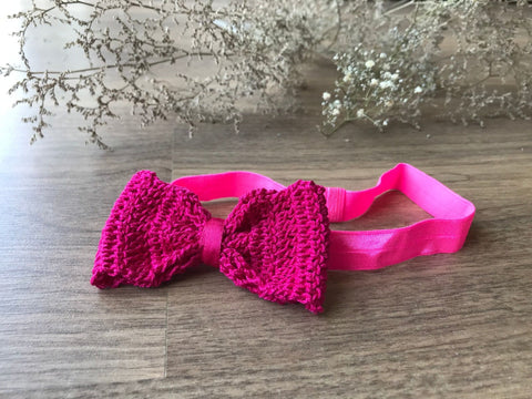 Bow Elastic Hairband -Hot Pink