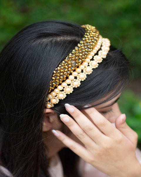 Golden Chrysanthemum Satin Covered Headband