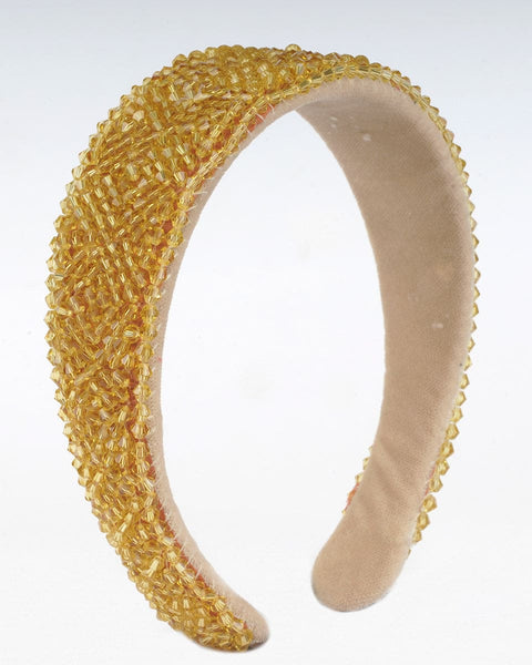 Ivory Satin Headband with Crystal Bicone Beads