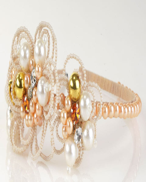 Gold Flower Crystal Petals Headband