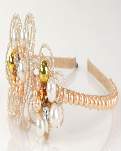 Gold Flower Crystal Petals Headband