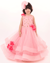 Pre-Order: Pink Flower Gown with Trail