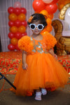 Pre-Order: Orange High Low Dress with Golden Butterflies