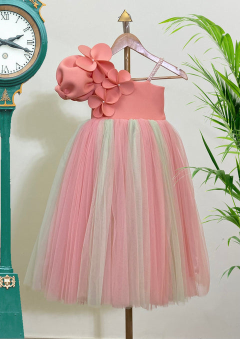 Pre-Order: Peachish pink One-Shoulder Dress
