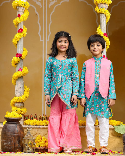 Pre-Order: Green Kurta Churidar with Jacket