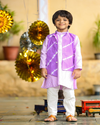 Pre-Order: Purple Kurta with White Churidar and Lehariya Jacket