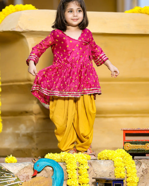 Pre-Order: Wine Kurta with Mustard Dhoti Pants