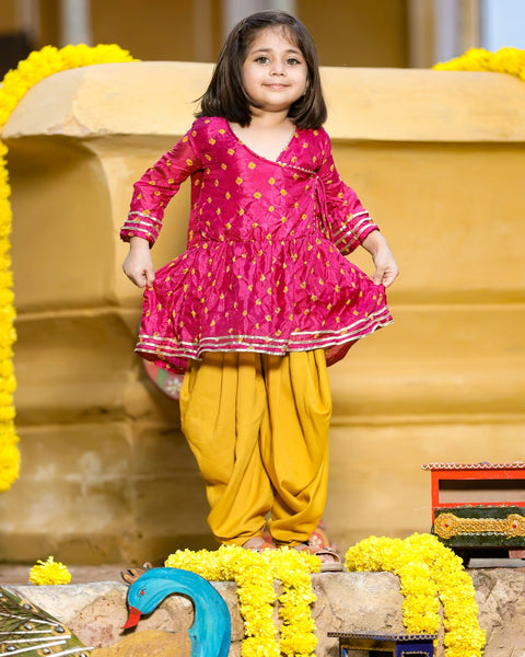 Pre-Order: Wine Kurta with Mustard Dhoti Pants